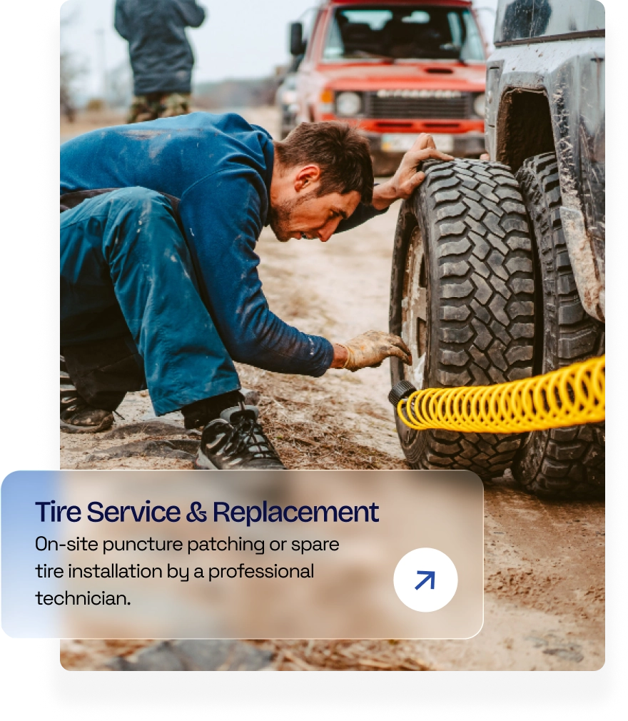 Technician patching a tire on a vehicle